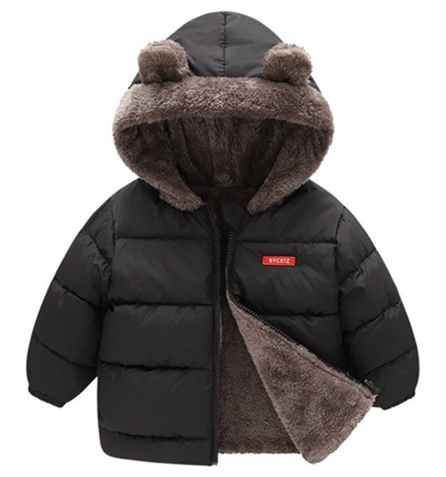 Jaqueta de inverno infantil DUPLA FACE com capuz e ziper