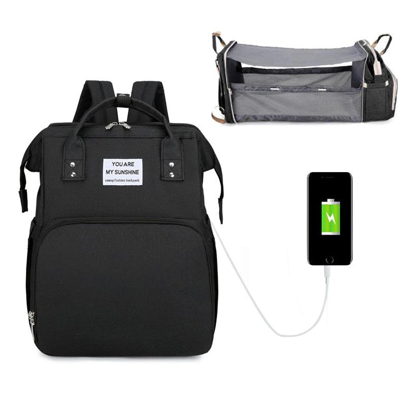 Mochila Maternidade que vira berço para bebês - Encontrei Na Net