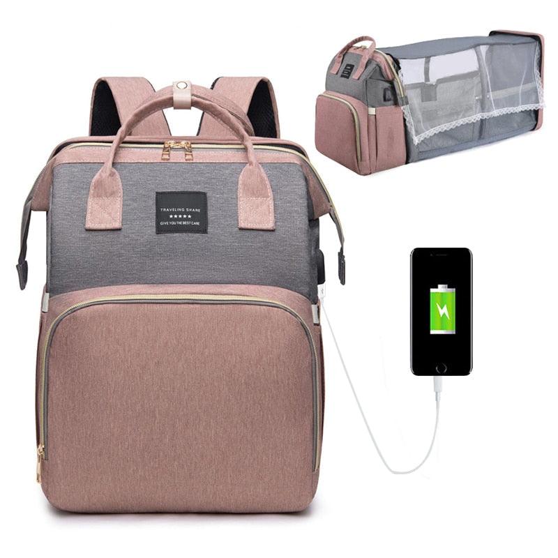 Mochila Maternidade que vira berço para bebês - Encontrei Na Net