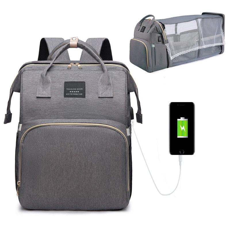 Mochila Maternidade que vira berço para bebês - Encontrei Na Net